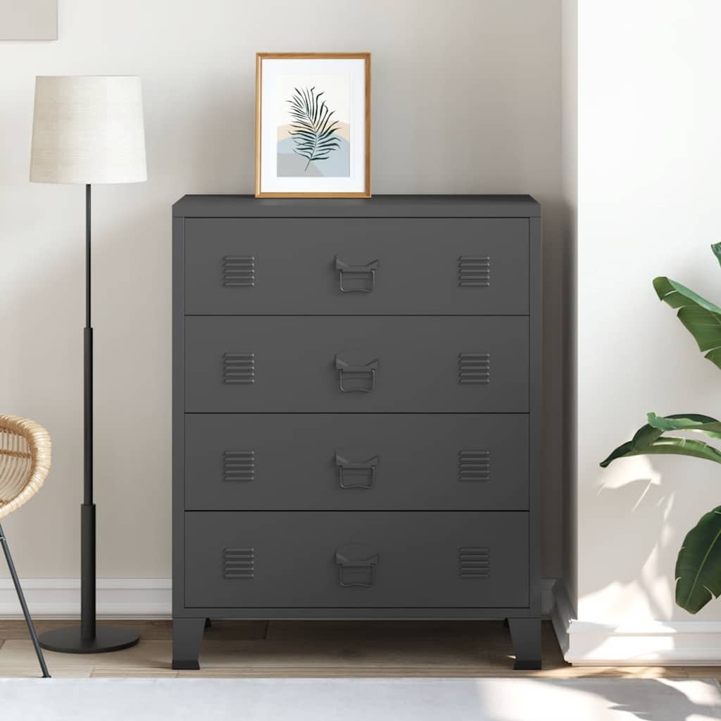 Kommode DIV. Svart metall industriell stil 78x40x93 cm