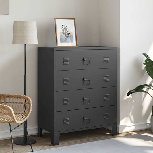 Kommode DIV. Svart metall industriell stil 78x40x93 cm