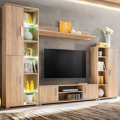 TV-Møbel Sonoma Eik TV-veggenhet med LED-lys