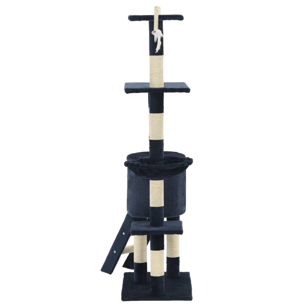Kattemøbel Kloretre med klorestolper i sisal 138 cm mørkeblå