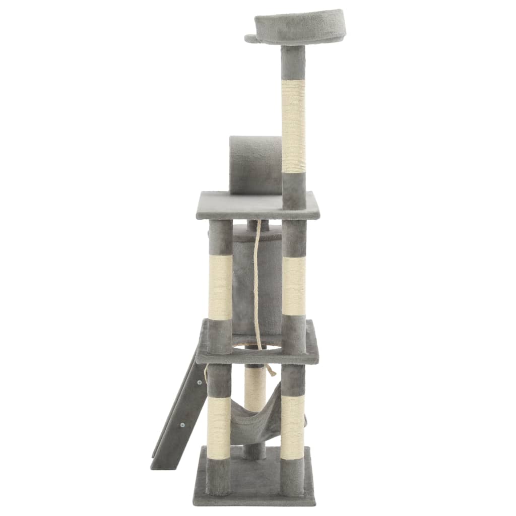 Kloretre med klorestolper i sisal 140 cm grå