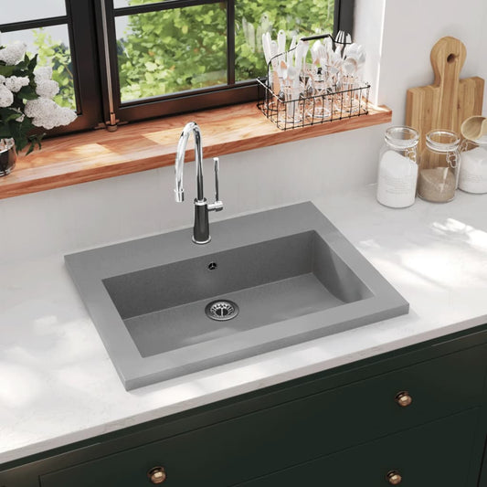Baderomsvask granitt 600x450x120 mm grå