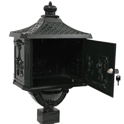 Postkasse på sokkel aluminum gammeldags rustbestandig grønn