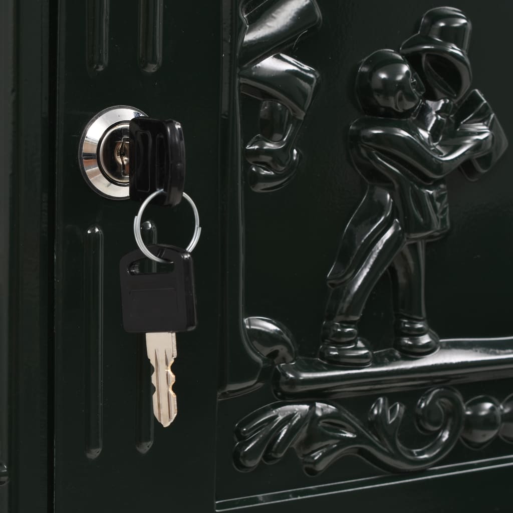 Postkasse på sokkel aluminum gammeldags rustbestandig grønn