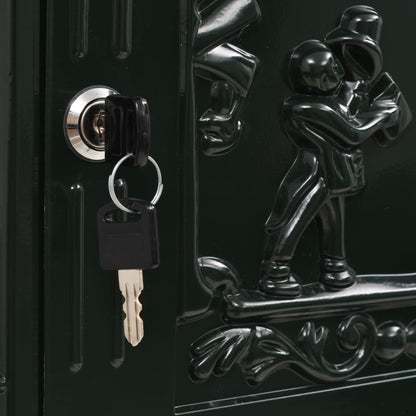 Postkasse på sokkel aluminum gammeldags rustbestandig grønn