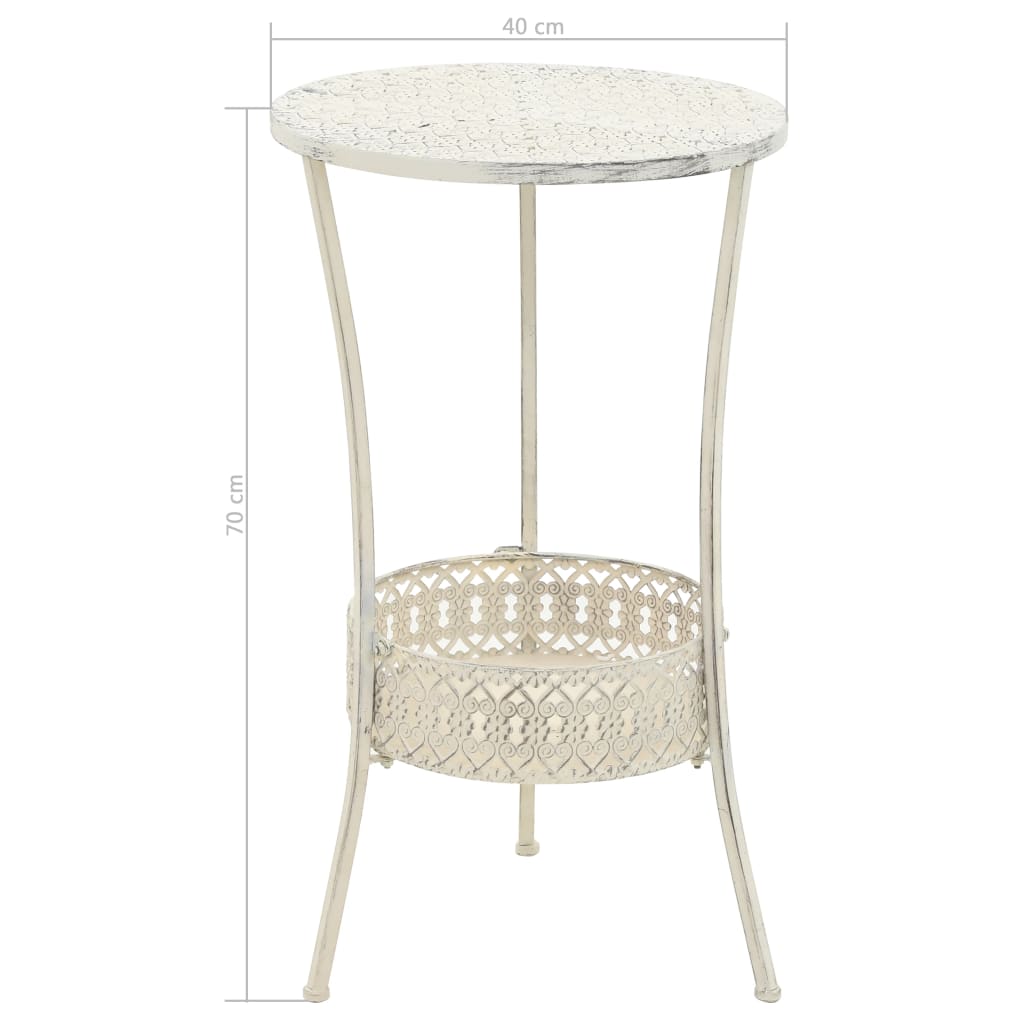 Hagebord Metall Cafébord Bistrobord gammeldags stil rund metall 40x70 cm hvit