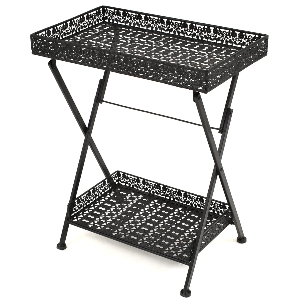 Sidebord Svart Foldbart tebord gammeldags stil metall 58x35x72 cm