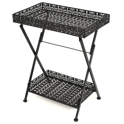 Sidebord Svart Foldbart tebord gammeldags stil metall 58x35x72 cm