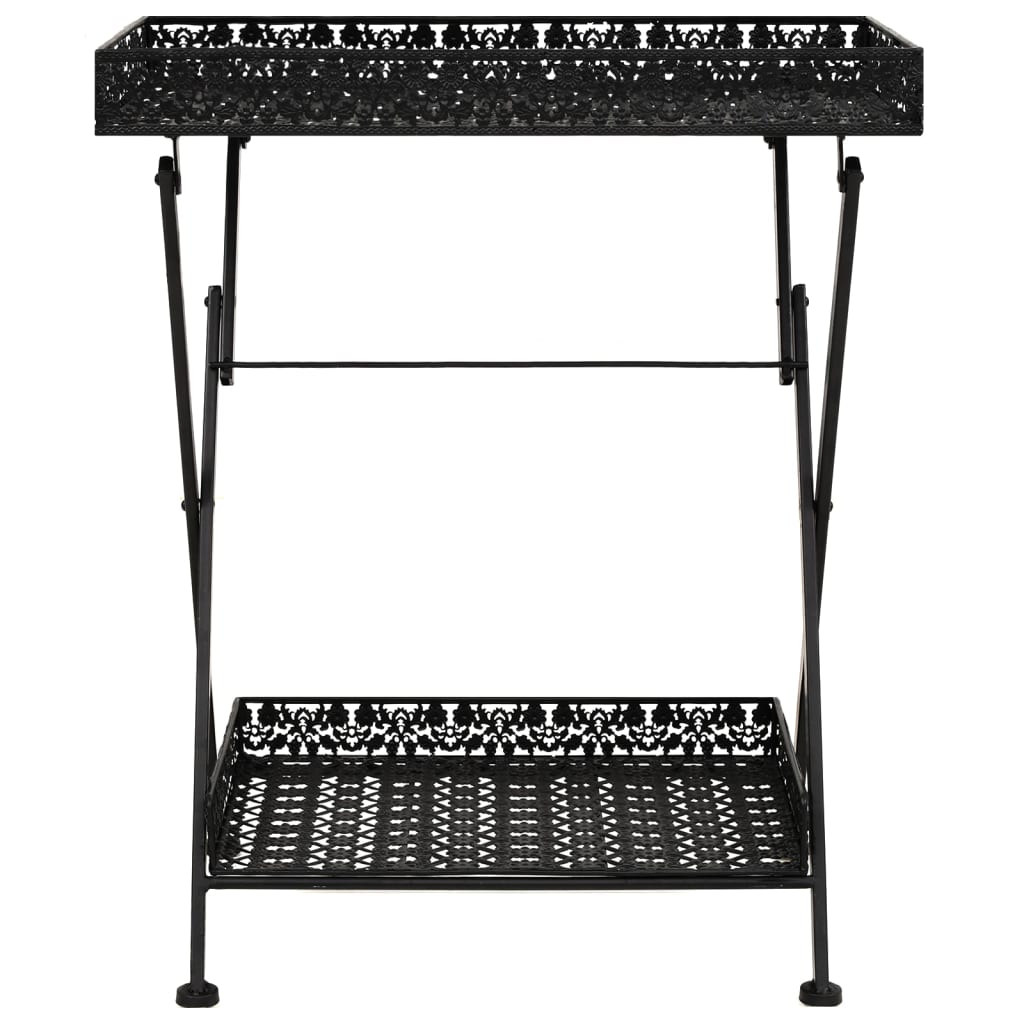 Sidebord Svart Foldbart tebord gammeldags stil metall 58x35x72 cm
