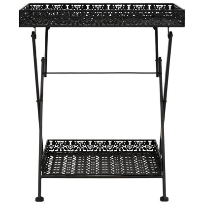 Sidebord Svart Foldbart tebord gammeldags stil metall 58x35x72 cm