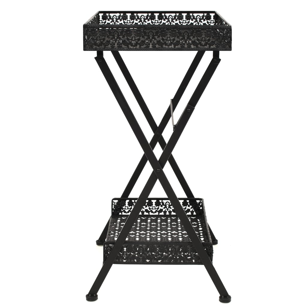 Sidebord Svart Foldbart tebord gammeldags stil metall 58x35x72 cm