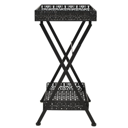 Sidebord Svart Foldbart tebord gammeldags stil metall 58x35x72 cm
