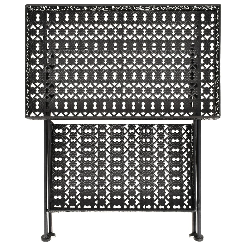 Sidebord Svart Foldbart tebord gammeldags stil metall 58x35x72 cm
