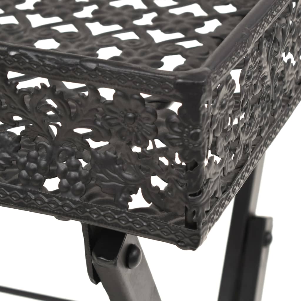 Sidebord Svart Foldbart tebord gammeldags stil metall 58x35x72 cm