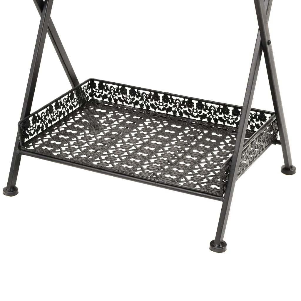 Sidebord Svart Foldbart tebord gammeldags stil metall 58x35x72 cm