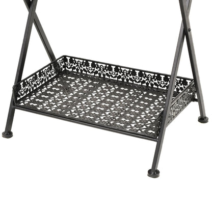Sidebord Svart Foldbart tebord gammeldags stil metall 58x35x72 cm