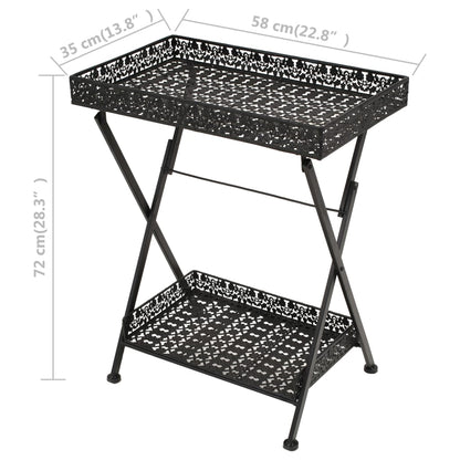 Sidebord Svart Foldbart tebord gammeldags stil metall 58x35x72 cm