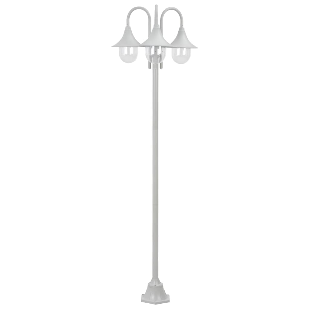 Hagebelysning Lyktstolpe E27 220 cm aluminium 3 lamper hvit