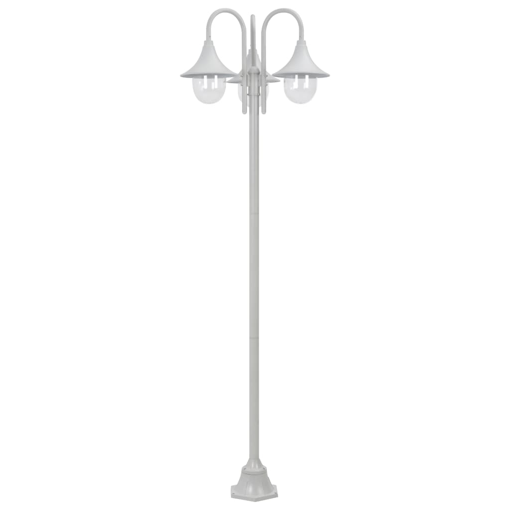 Hagebelysning Lyktstolpe E27 220 cm aluminium 3 lamper hvit