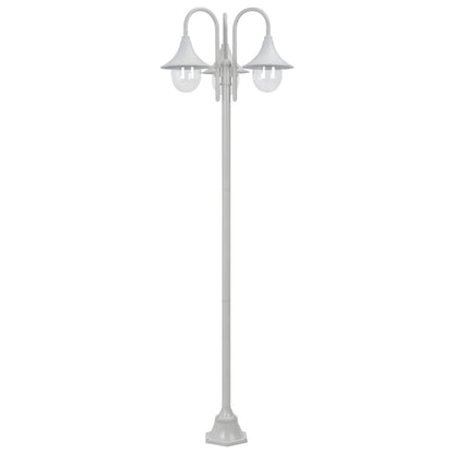 Hagebelysning Lyktstolpe E27 220 cm aluminium 3 lamper hvit