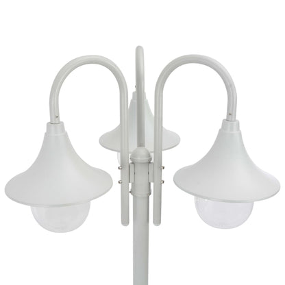 Hagebelysning Lyktstolpe E27 220 cm aluminium 3 lamper hvit