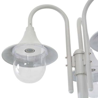 Hagebelysning Lyktstolpe E27 220 cm aluminium 3 lamper hvit