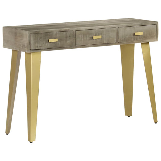 Avlastningsbord Konsollbord Tre heltre mango Grå med messing 110x35x76 cm