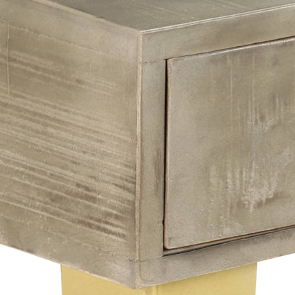 Avlastningsbord Konsollbord Tre heltre mango Grå med messing 110x35x76 cm