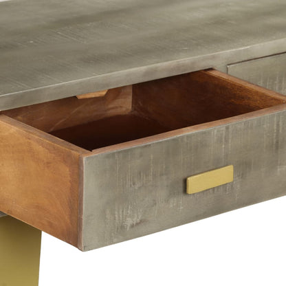 Avlastningsbord Konsollbord Tre heltre mango Grå med messing 110x35x76 cm