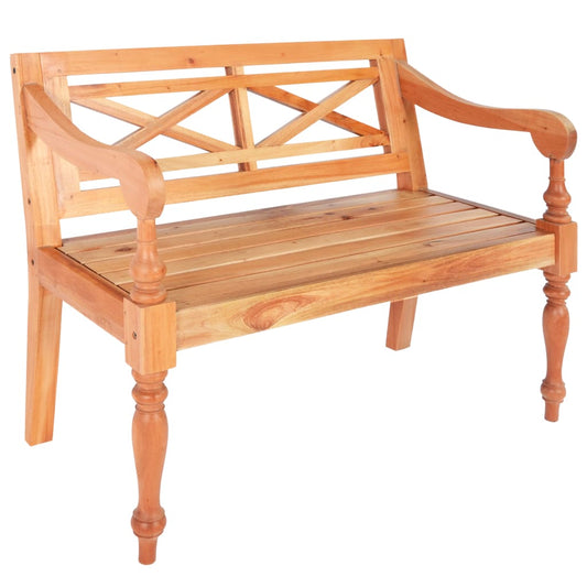 Hagebenk Tre Bataviabenk 98 cm heltre mahogni lysebrun