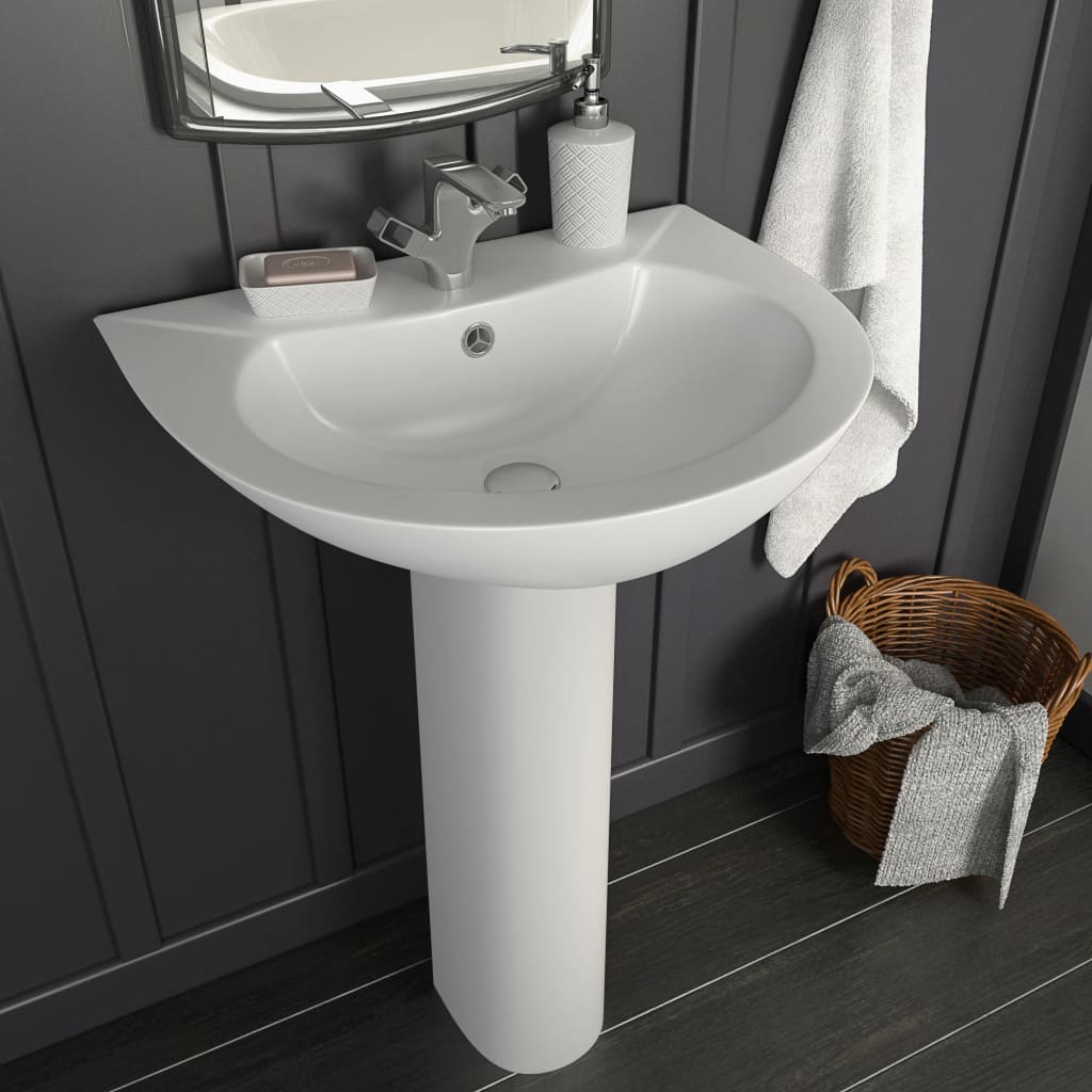 Baderomsvask frittstående sokkel keramisk Hvit 520x440x190 mm