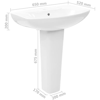 Baderomsvask frittstående sokkel keramisk Hvit 650x520x200 mm