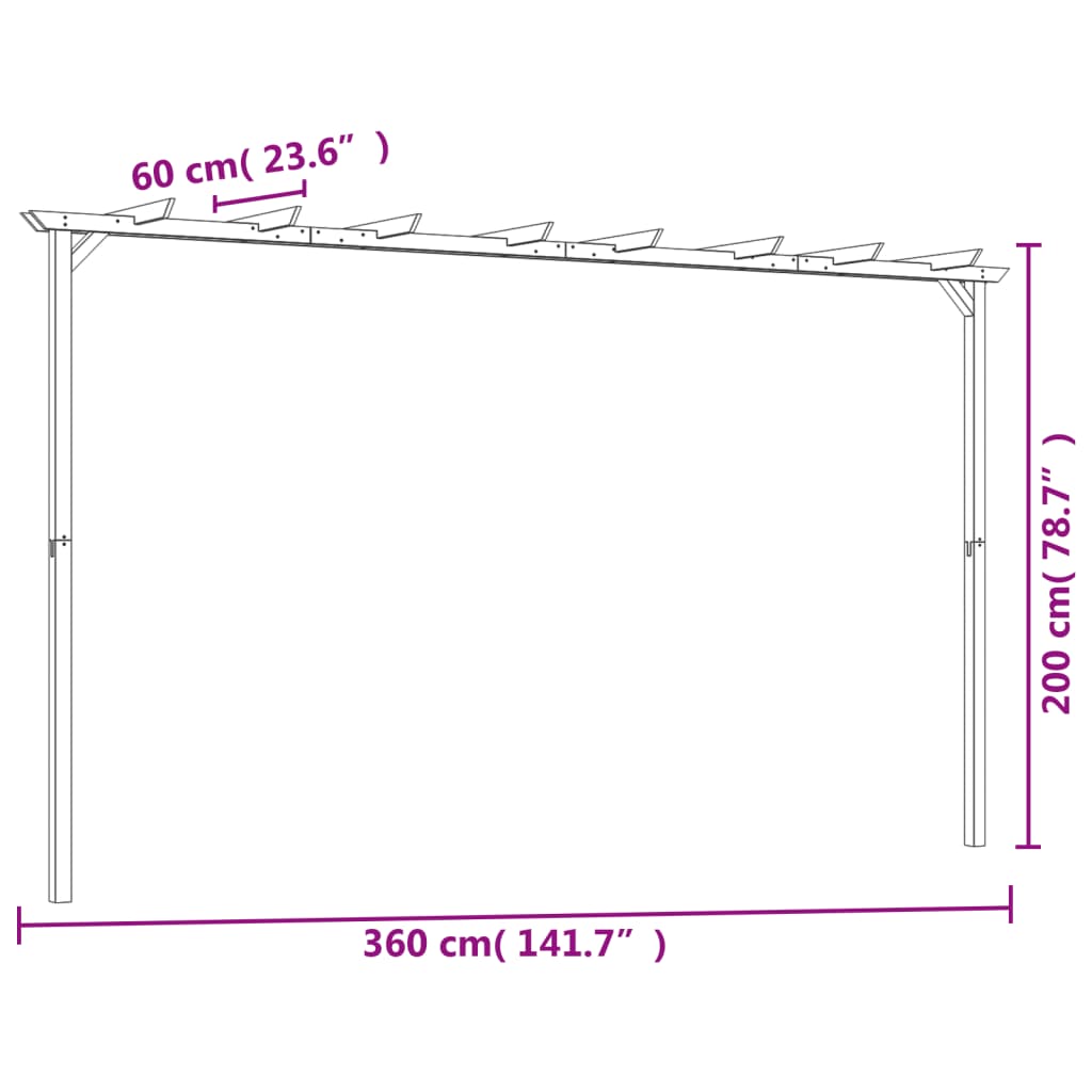 Hagepergola impregnert furu 360x200x60 cm