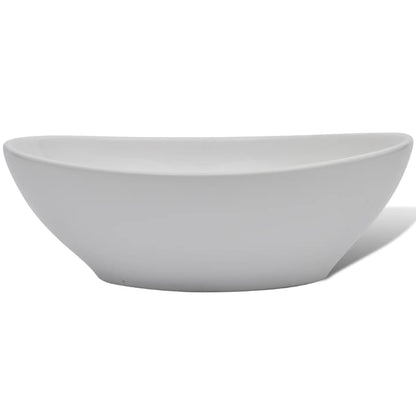 Baderomsvask Hvit med kran keramisk oval