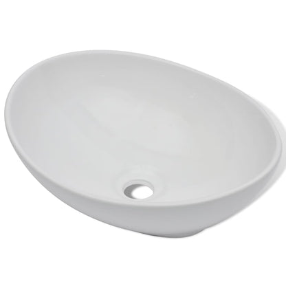 Baderomsvask Hvit med kran keramisk oval
