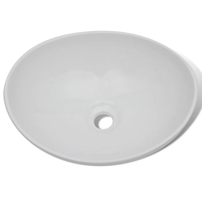 Baderomsvask Hvit med kran keramisk oval