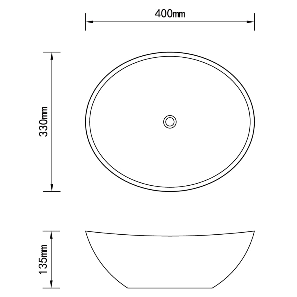 Baderomsvask Hvit med kran keramisk oval