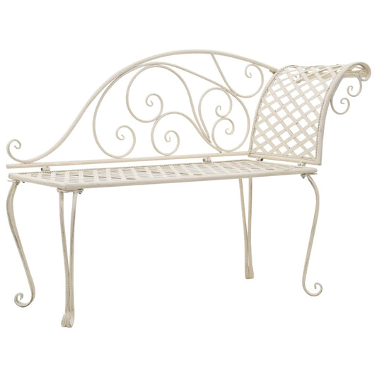 Hagebenk Metall Hagesjeselong 128 cm metall antikk hvit
