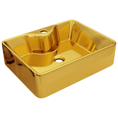Baderomsvask med kranhull 48x37x13,5 cm keramikk gull