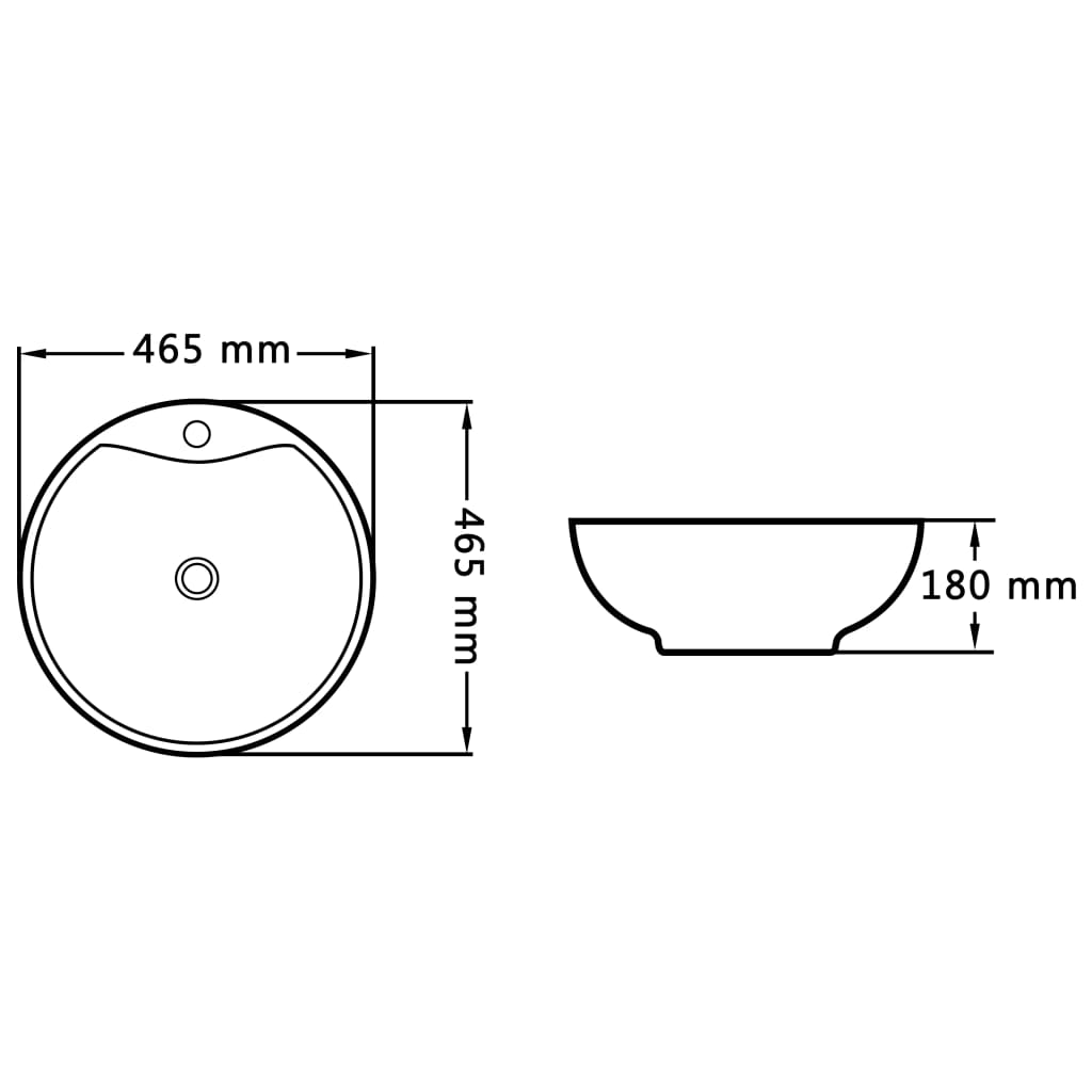 Baderomsvask med overløpsfunksjon 46,5x18 cm keramikk Hvit