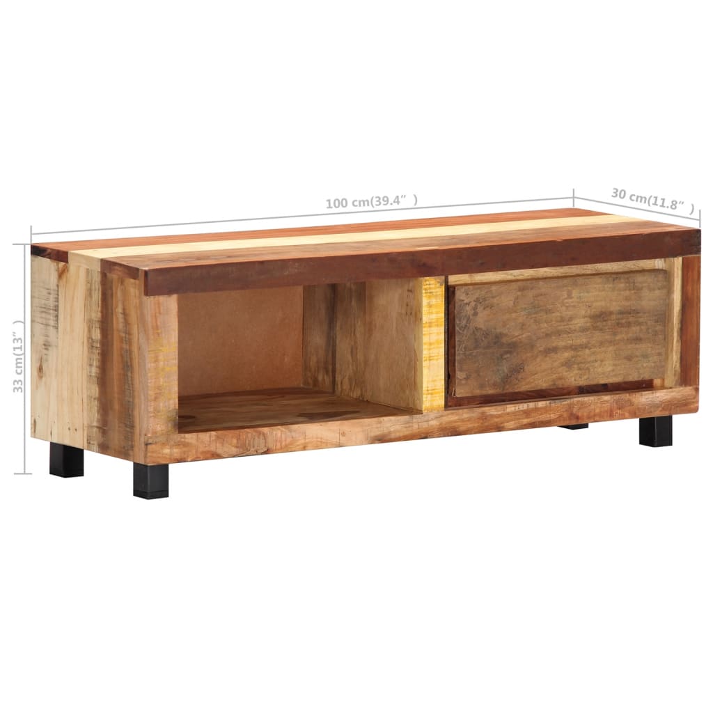 TV-Møbel Tre TV-benk gjenvunnet heltre 100x30x33 cm