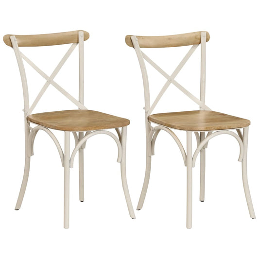 Krysstoler 2 stk hvit heltre mango