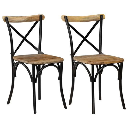 Krysstoler 2 stk svart heltre mango