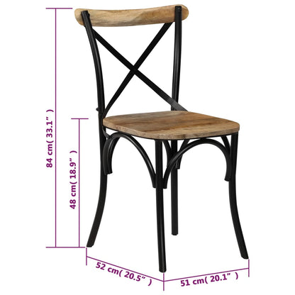 Krysstoler 2 stk svart heltre mango