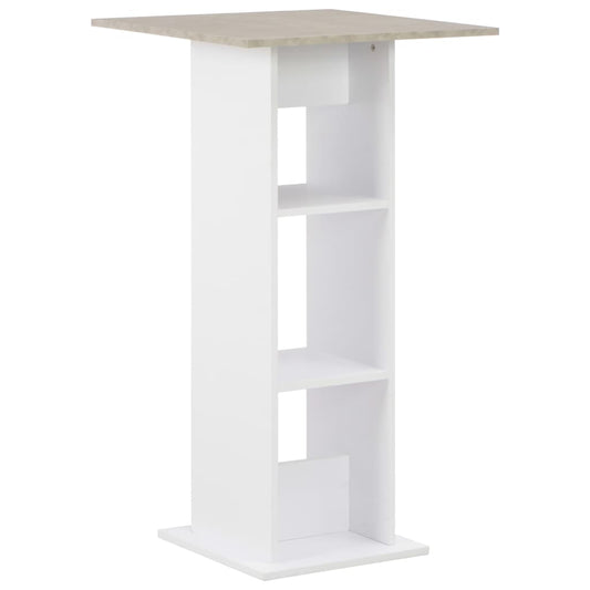 Barbord hvit og betong 60x60x110 cm