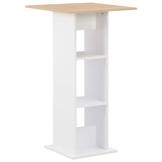 Barbord hvit og sonoma eik 60x60x110 cm