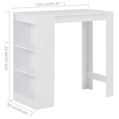 Barbord med hylle hvit 110x50x103 cm