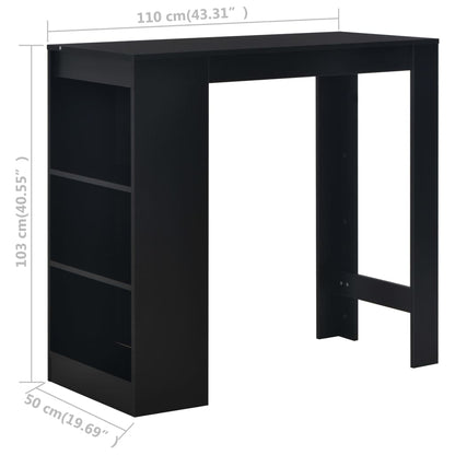 Barbord med hylle svart 110x50x103 cm