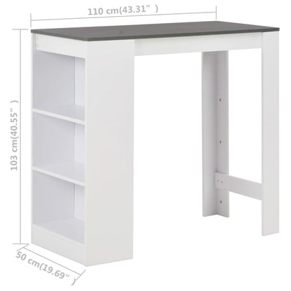 Barbord med hylle hvit 110x50x103 cm