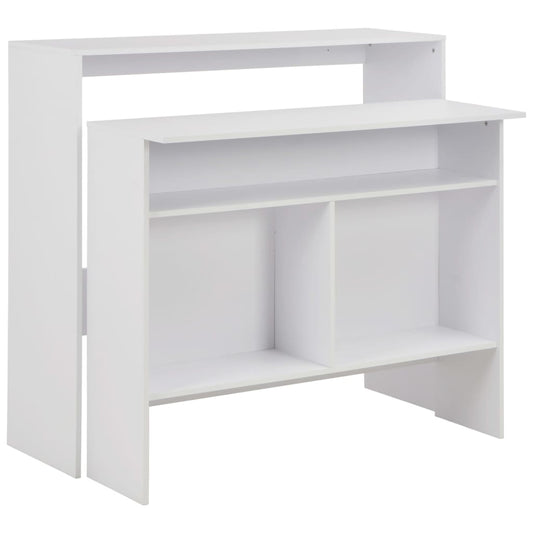 Barbord med 2 bordplater 130x40x120 cm hvit